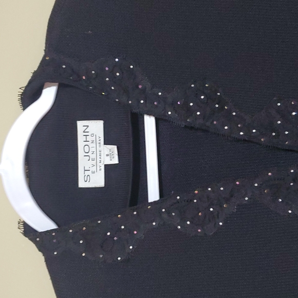 SOLD!! ST. JOHN EVENING Knit Lace Rhinestone Jacket - Size 8 - Picture 3 of 9